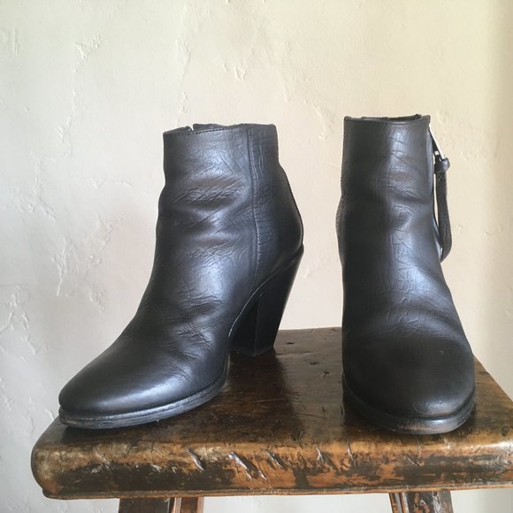 AllSaints Black Leather Ankle Boot - sz 37 - Picture 2 of 7